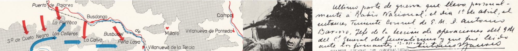 Cabecera-mosaico Croquis, foto y parte de guerra